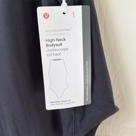 NWT Lululemon Nulu High-neck Bodysuit sleeveless Bikini cut Black Large - Picture 3 of 8